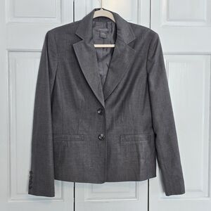 Ann Taylor Double Button Grey Wool Blend Blazer Size 8
